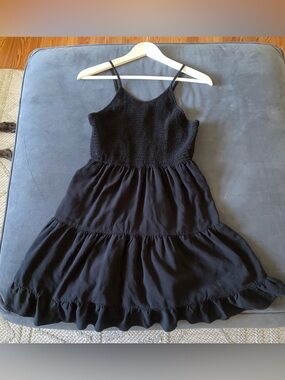 Black Tiered Adjustable Strap Dress